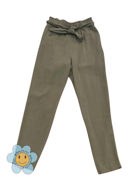 BCBGeneration Pants - BCBGeneration ~Olive Green ~ Trouser ~Lightweight Rayon ~Tapered Leg ~Tie Belt